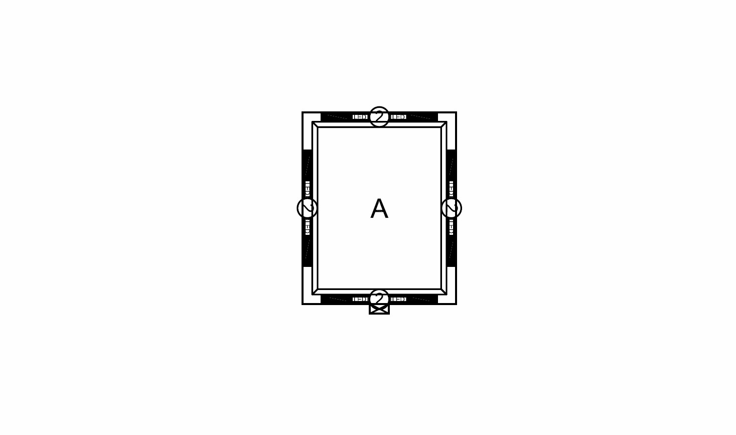 A layout of an LEDiffuser with one opening